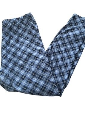 Chancer Plus Blue Plaid Plus Size Soft Stretch Full Length Leggings 2X EUC